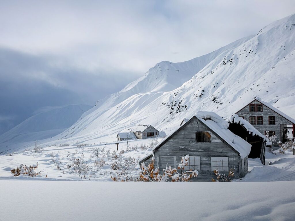 Snowy Mining buildings in Palmer Alaska