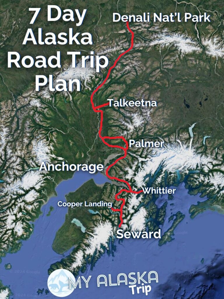 The best adventure in AK is a 7 day Alaska road trip. From Kenai Fjords to Denali National Park and plenty of stops between, see what you can fill a week of adventure with including Anchorage, Seward, Talkeetna and more.