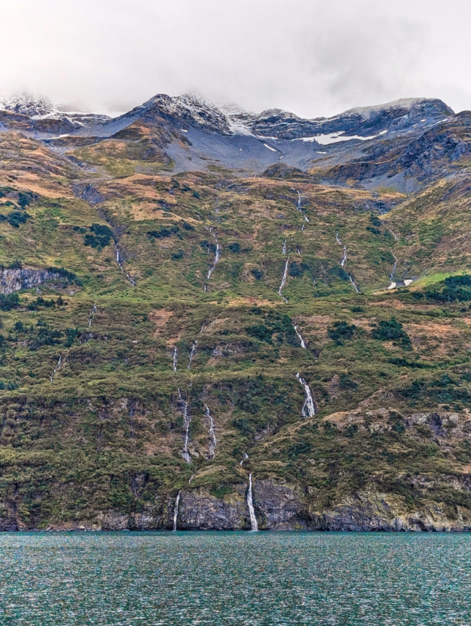 Clouds and Waterfalls on Prince William Sound from Whittier Alaska 3