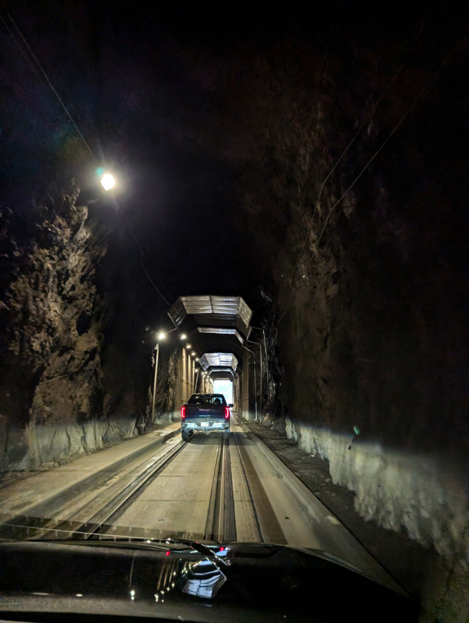 Driving through Whittier Tunnel in Portage Valley Whittier Alaska 2