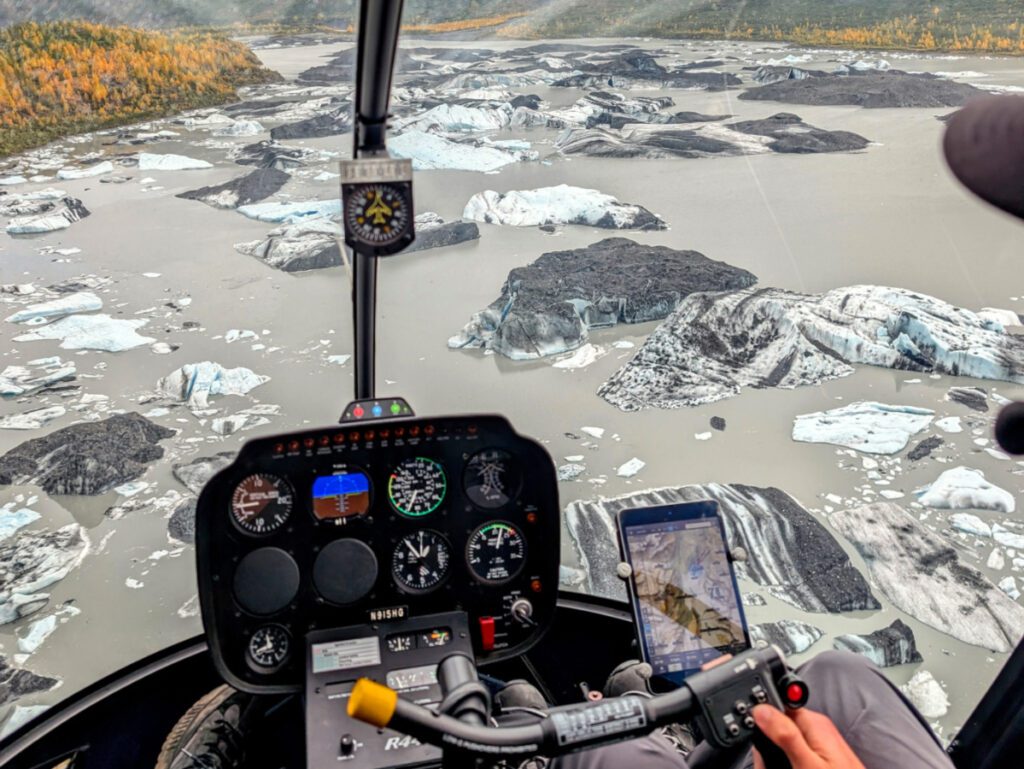 Icebergs in River from Knik Glacier From Helicopter Palmer Alaska Helicopter Tours 1