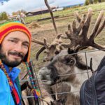 Rob Taylor with Close up Caribou nose at Reindeer Farm in Palmer Alaska 1