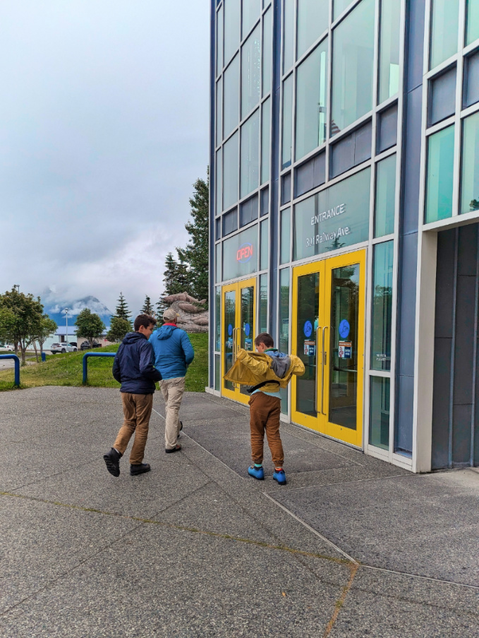 Taylor Family outside at Alaska Sea Life Center aquarium Seward Kenai Peninsula Alaska 1