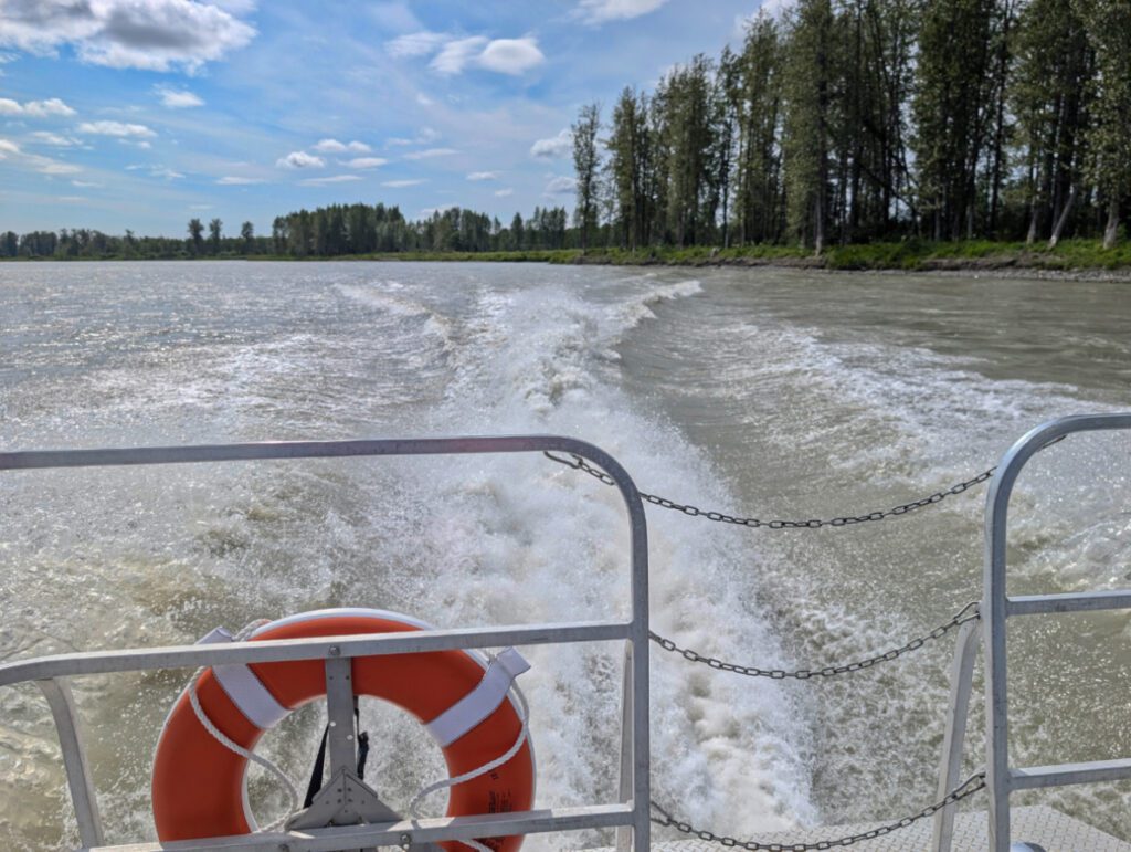 Wake behind Jet Boat on Susitna River Talkeetna Alaska 1