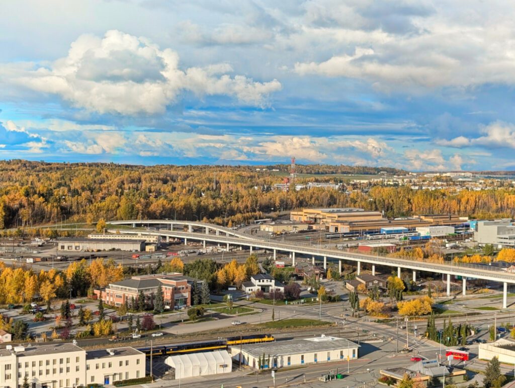 Anchorage Train Yard and Alaska Railroad from Hilton Hotel Anchorage Alaska 1