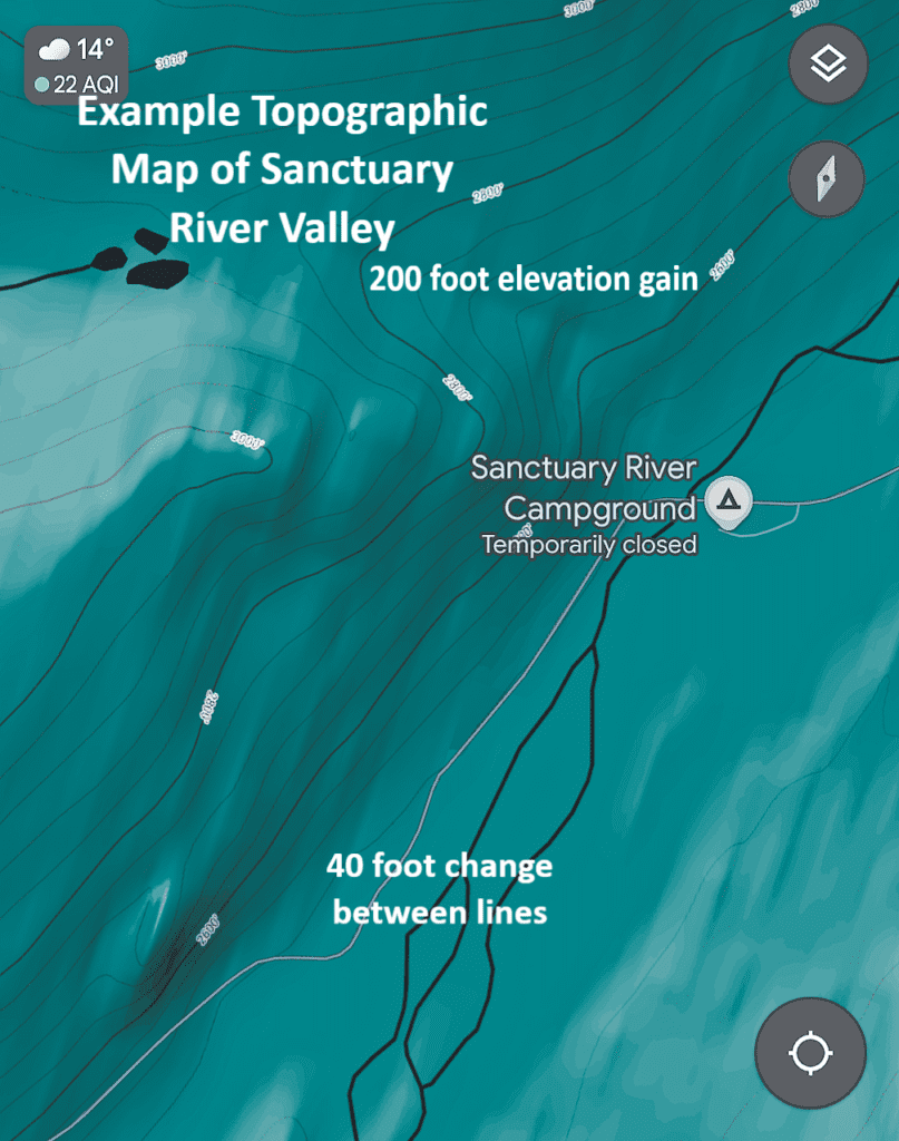 Sanctuary River Valley Topographic Map from Denali National Park Alaska 1