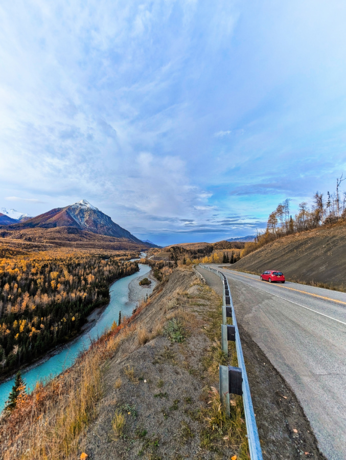 Matanuska River with Fall Colors from Glenn Highway Glacier View Alaska 3