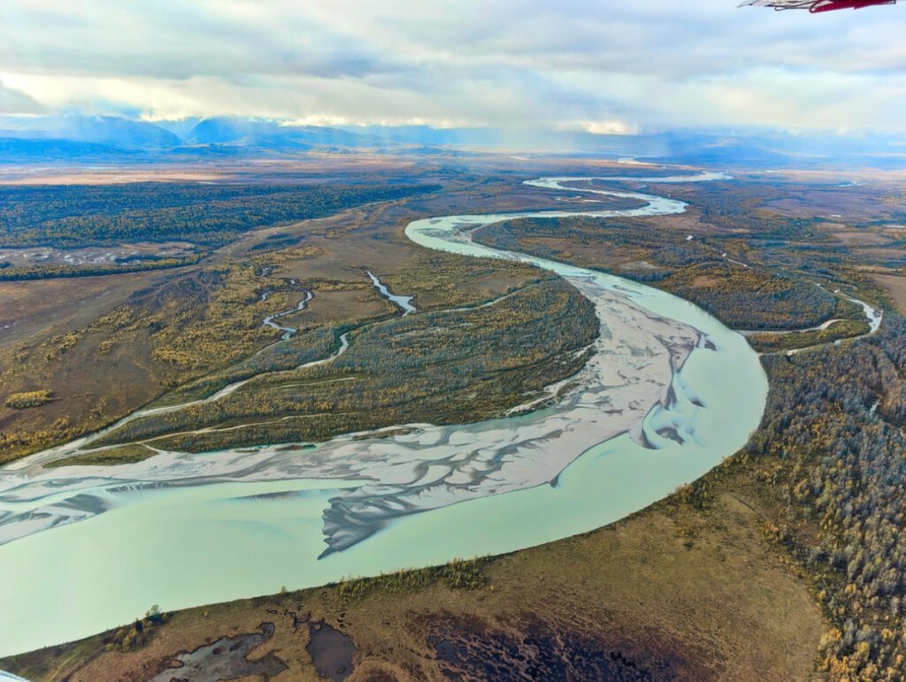 McArthur River from Rusts Air Service Seaplane Lake Clark National Park Alaska 2