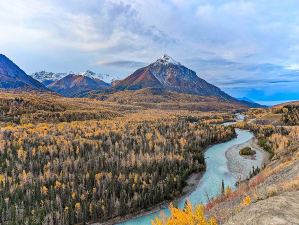 Matanuska River with Fall Colors from Glenn Highway Glacier View Alaska 1