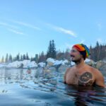 Rob Taylor in rock pool at Chena Hot Springs in Winter Fairbanks Alaska 1