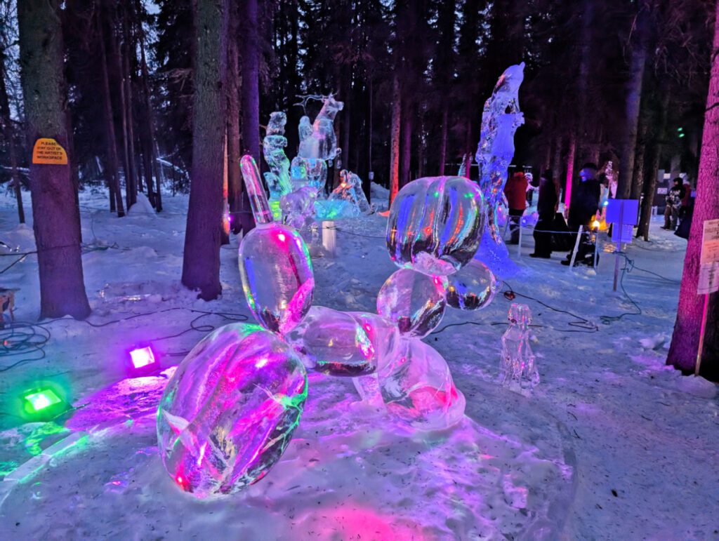 Balloon Animal Ice Sculpture at Ice Alaska World Ice Art Championships Fairbanks Alaska 1