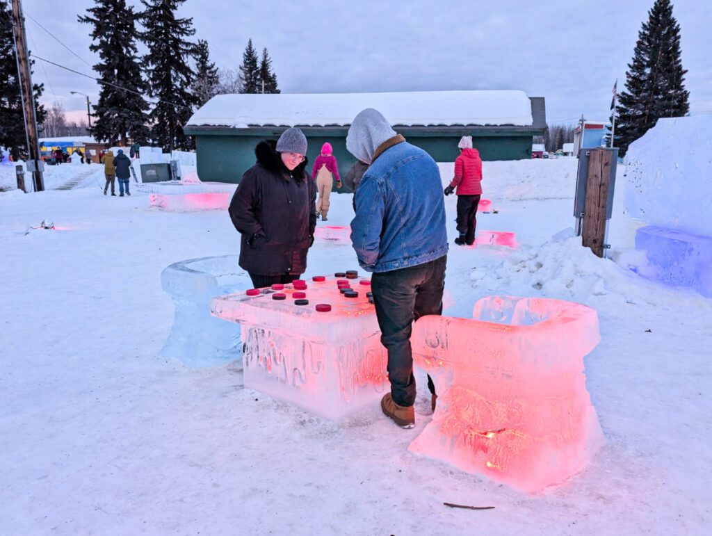 Checkers and Yard Games at Ice Alaska World Ice Art Championships Fairbanks Alaska 2