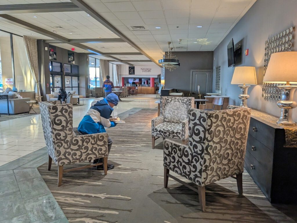 Taylor Family in Lobby at Westmark Hotel Fairbanks Alaska 1