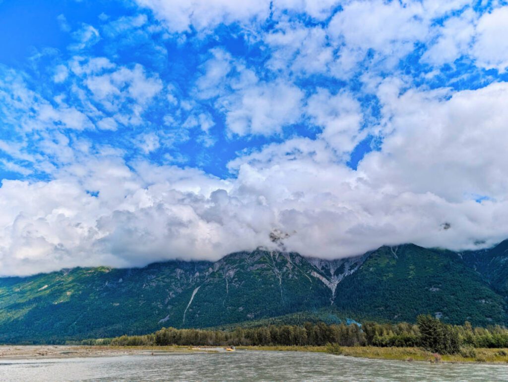 Clouds on Mountains along Scenic Float at Chilkat Bald Eagle Preserve Haines Alaska 1
