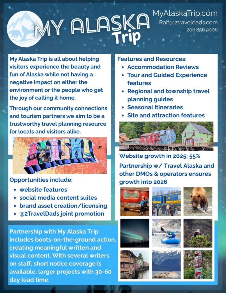 My Alaska Trip Media Kit: contact information and partnership options for promoting the best of the Alaska and its diverse regions and tourism operators.