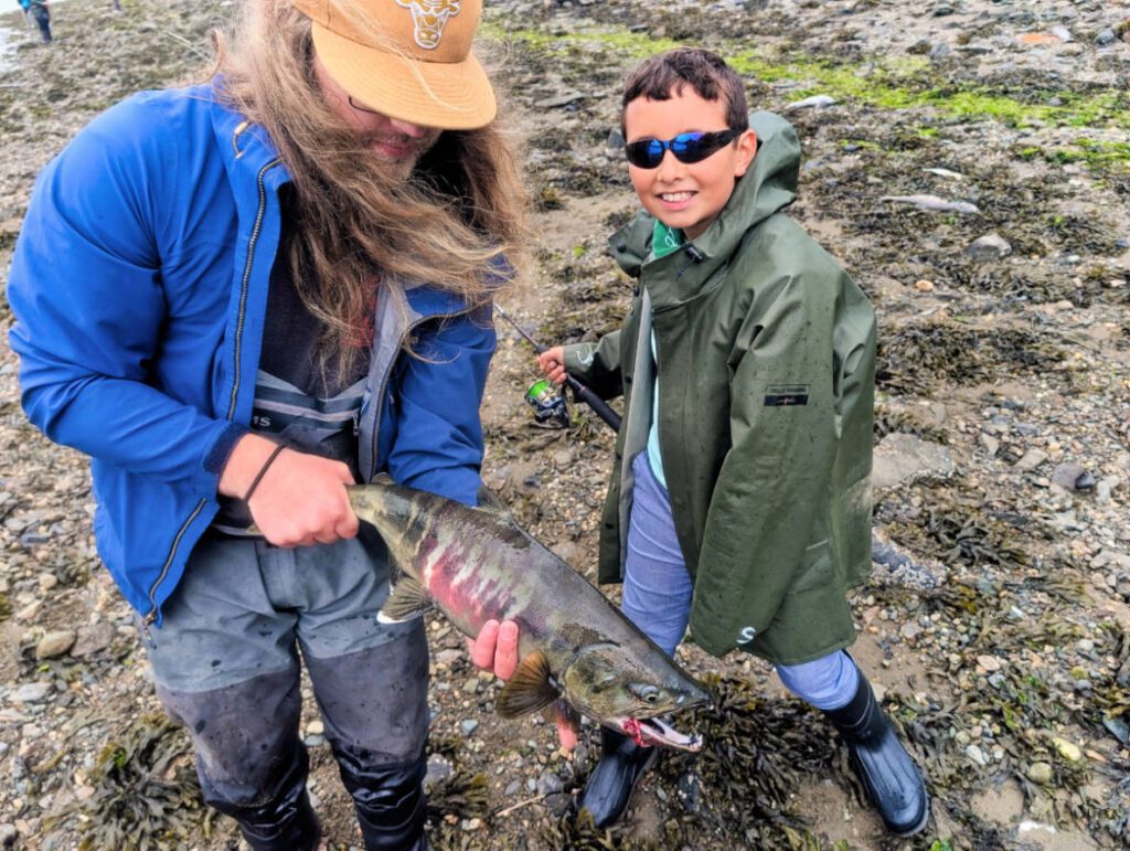 Taylor Family Shore Fishing for Chum Salmon with Chum Fun Charters Juneau Alaska 1