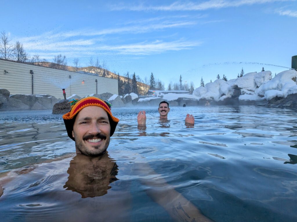 Taylor Family in Rock Pool at Chena Hot Springs Resort Fairbanks Alaska 2