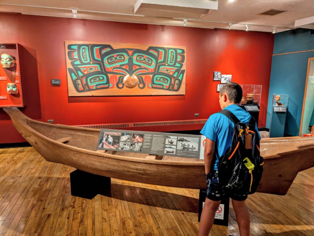 Taylor Family with Tlingit Dugout Canoe at Totem Heritage Center Ketchikan Alaska 1