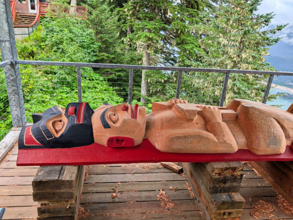 Totem Pole Carving Station atop Mount Roberts from Goldbelt Tram Gondola Juneau Alaska 1