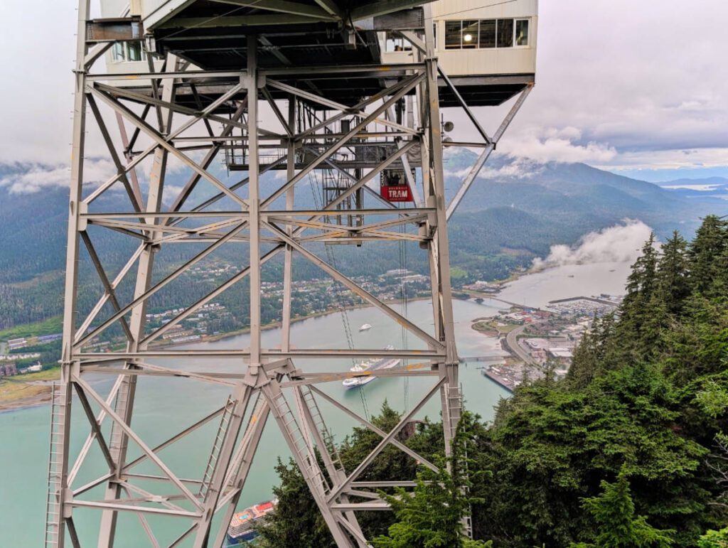 View of downtown Juneau from Goldbelt Tram Gondola Juneau Alaska 3