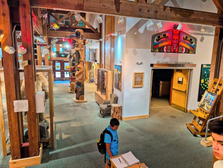 Taylor Family at Tlingit Exhibit in Southeast Alaska Discovery Center Museum Ketchikan Alaska 4