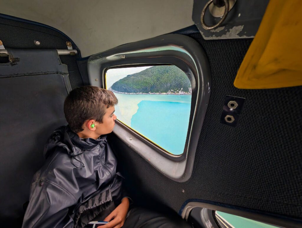 Taylor Family with Confluence of glacier waters in Gastineau Channel from the Seaplane Juneau Alaska 1