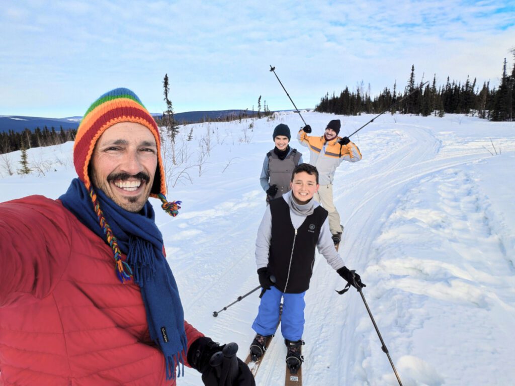 Full Taylor Family Cross Country Skiing at Basecamp Adventures Borealis Basecamp Fairbanks Alaska 2