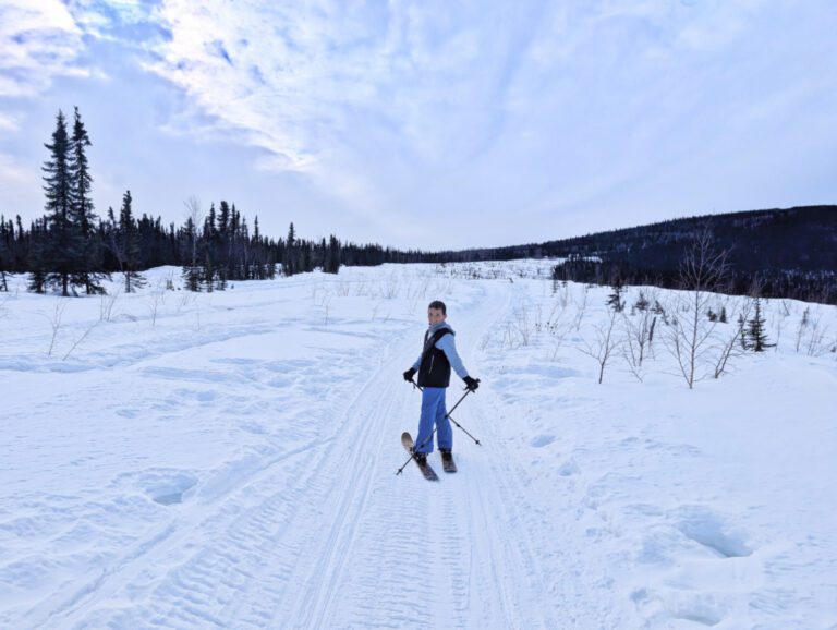 Taylor Family Cross Country Skiing at Basecamp Adventures Borealis Basecamp Fairbanks Alaska 4