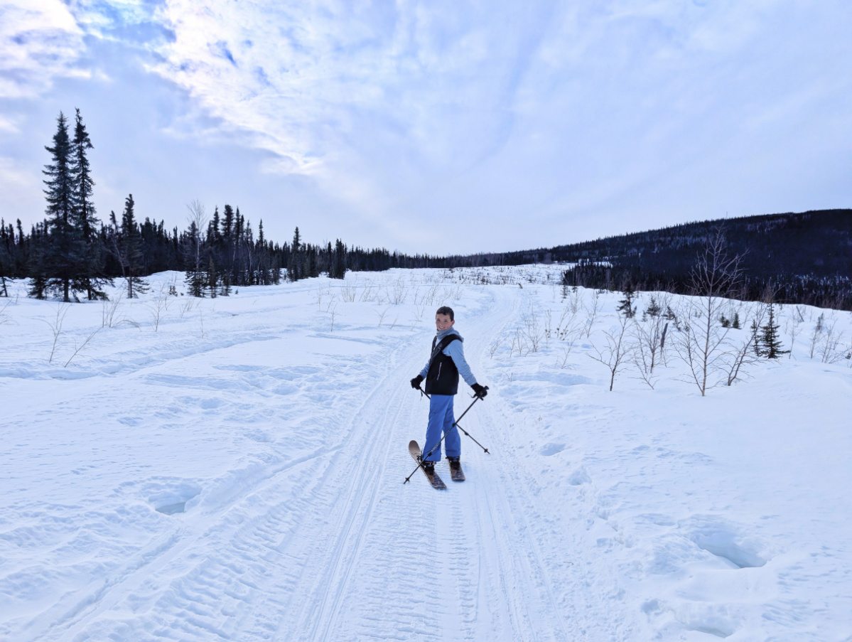 Taylor Family Cross Country Skiing at Basecamp Adventures Borealis Basecamp Fairbanks Alaska 4