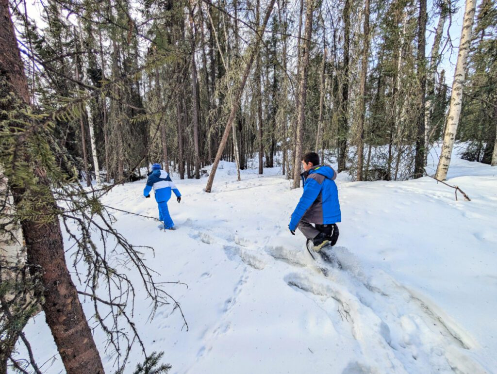 Taylor Family Snowshoeing at Borealis Basecamp Fairbanks Alaska 3