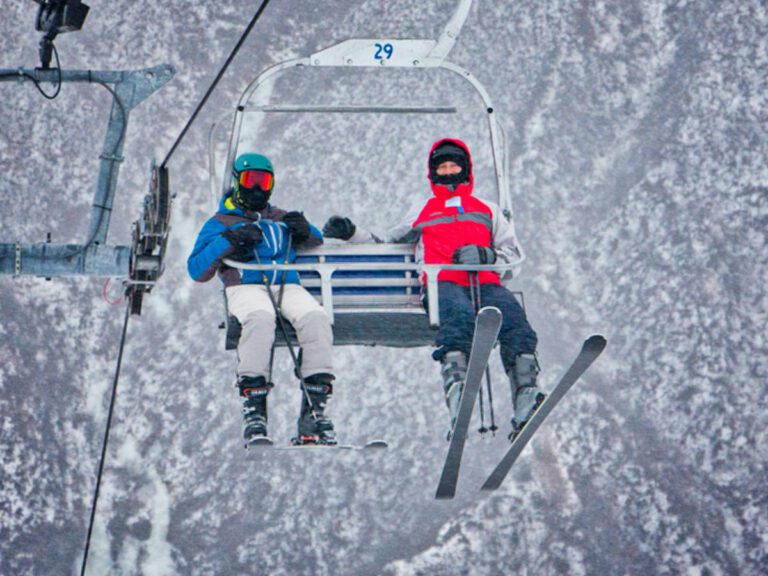 Taylor Family on chair lift at Skeetawk Ski Resort at Hatcher Pass Palmer Alaska 1