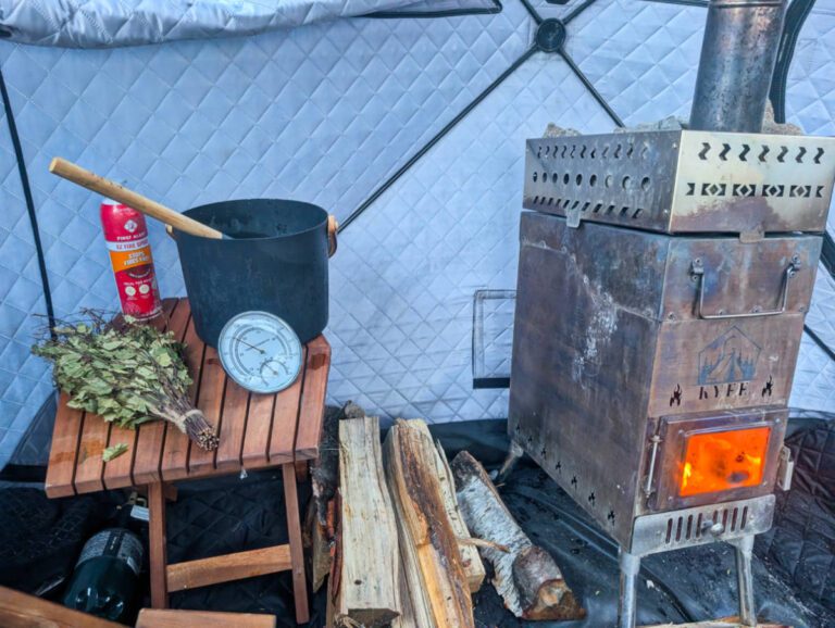 Winter sauna on Knik River with Adventures by True North AK Palmer Alaska 3