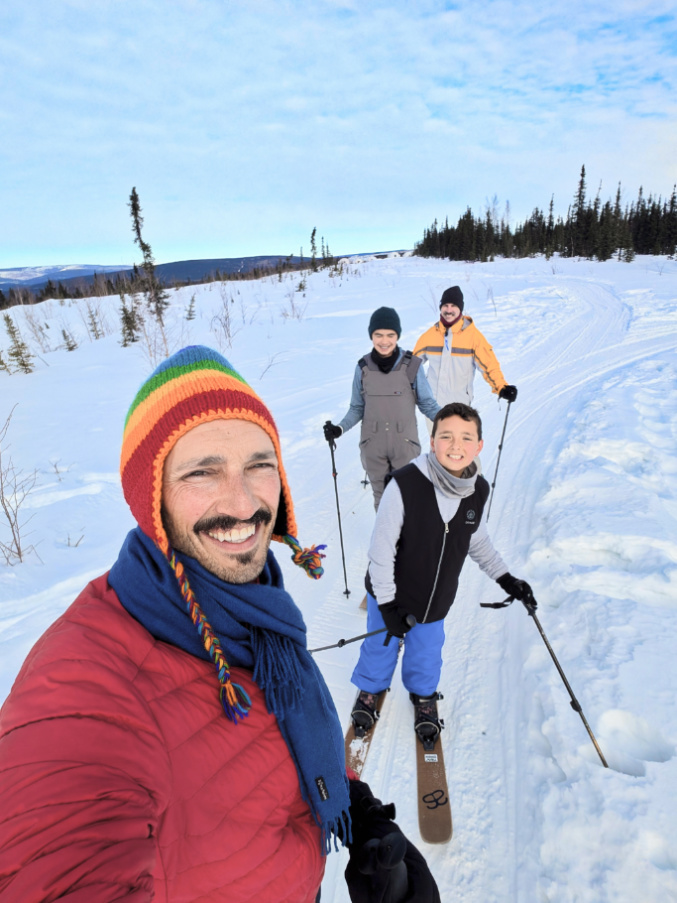 Full Taylor Family Cross Country Skiing at Basecamp Adventures Borealis Basecamp Fairbanks Alaska 1