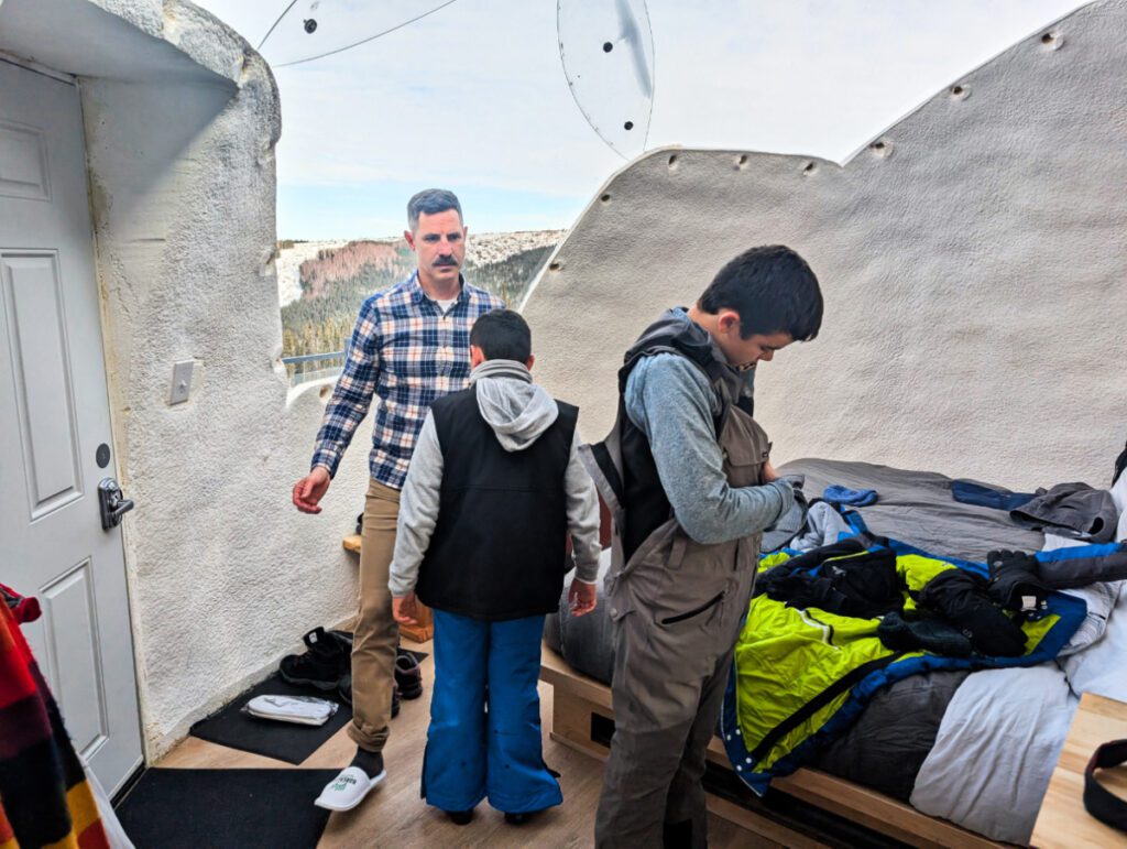 Taylor Family in Igloo at Borealis Basecamp Fairbanks Alaska 1