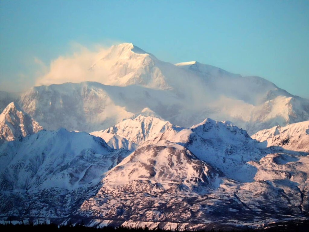 Wind Storm on Mount Denali from Denali State Park South Viewpoint Trapper Creek Alaska 3