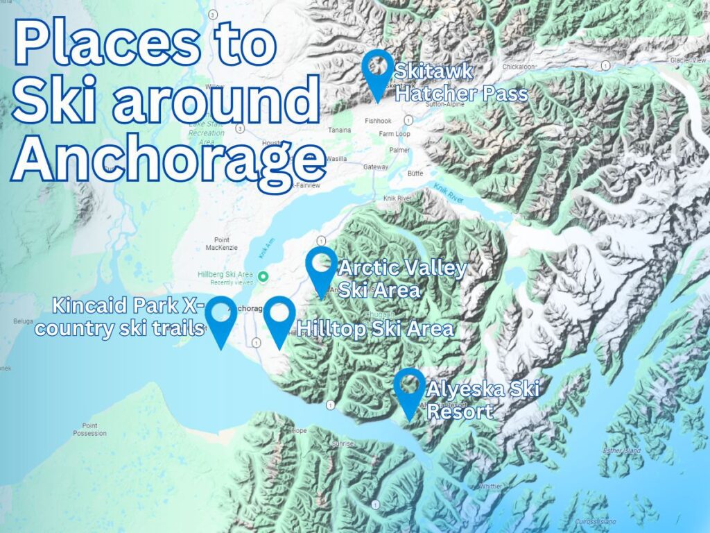 Places to Ski around Anchorage map