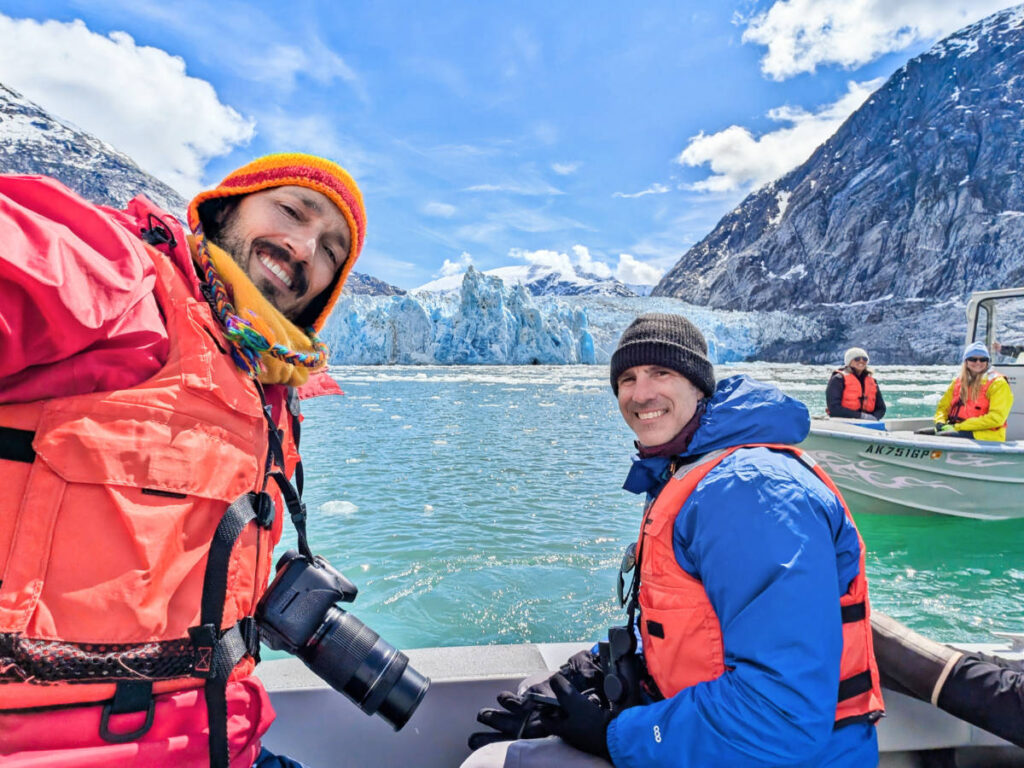 Chris and Rob Taylor at Dawes Glacier in Endicott Arm sailing with the Boat Company Southeast Alaska 3