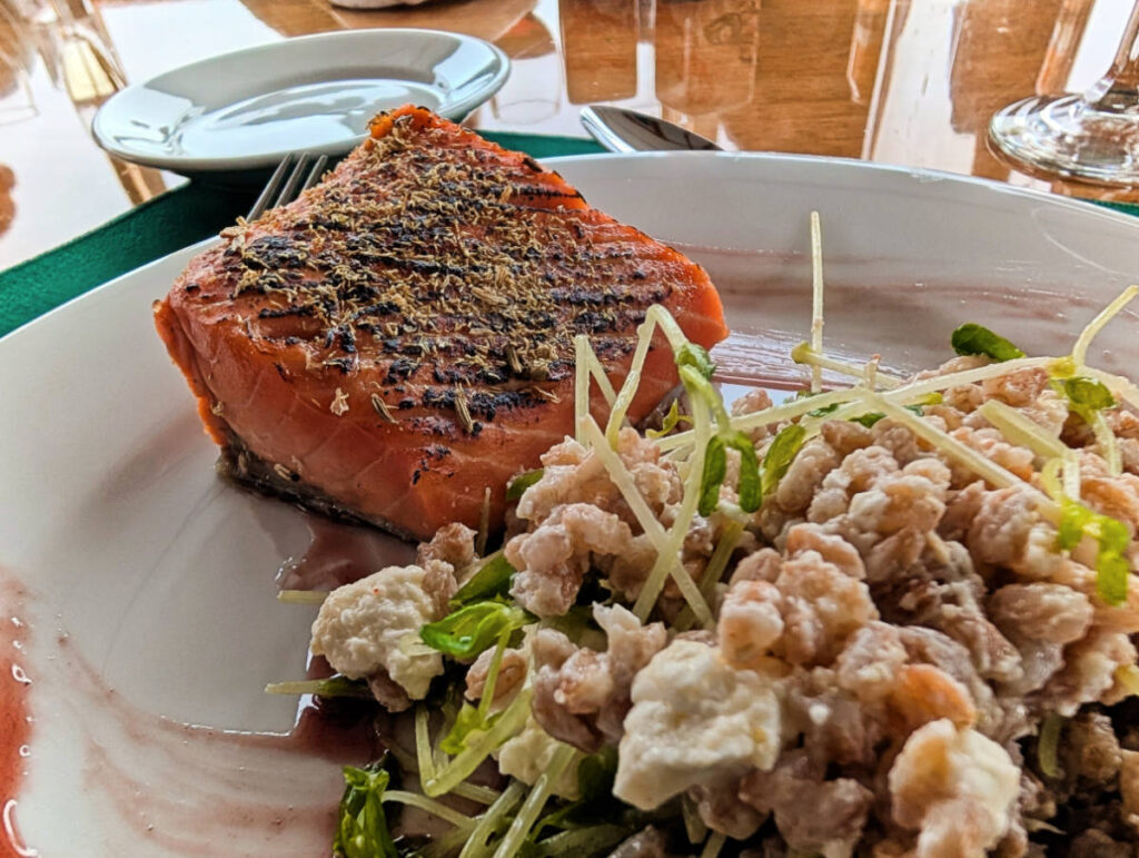 FOOD Charred Salmon on Mist Cove with the Boat Company Southeast Alaska 1