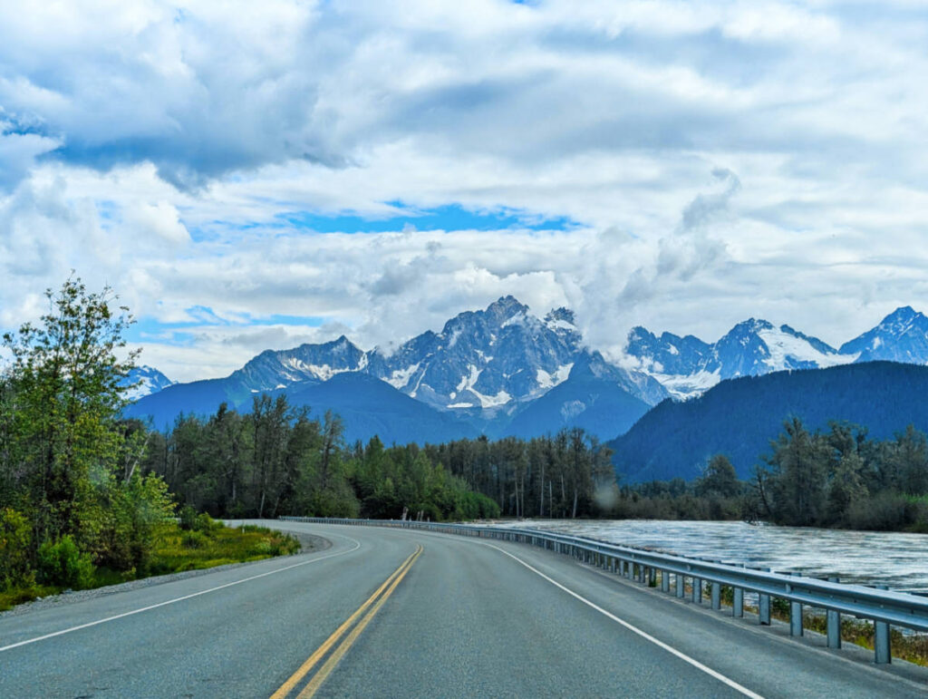 Mountains off Chilkat River Haines Highway Haines Alaska 1