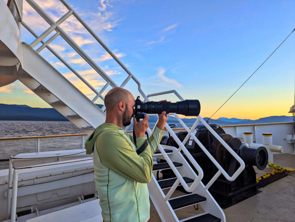 Rob Taylor taking photos on UnCruise Wilderness Legacy Inside Passage Alaska 1