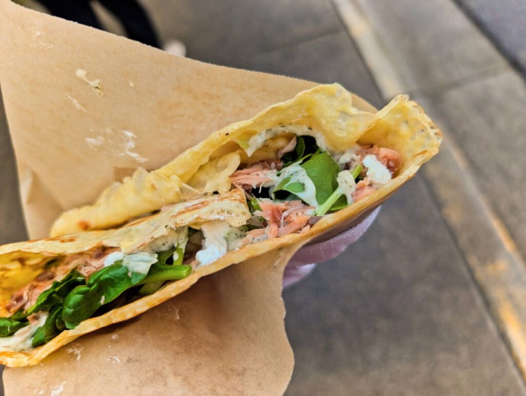 Smoked Salmon Crepe in Ketchikan Alaska 2