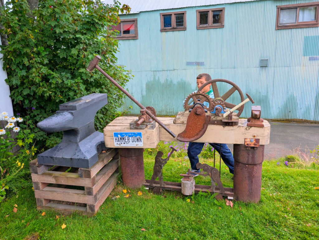 Taylor Family with outdoor exhibit at Hammer Museum Haines Alaska 1