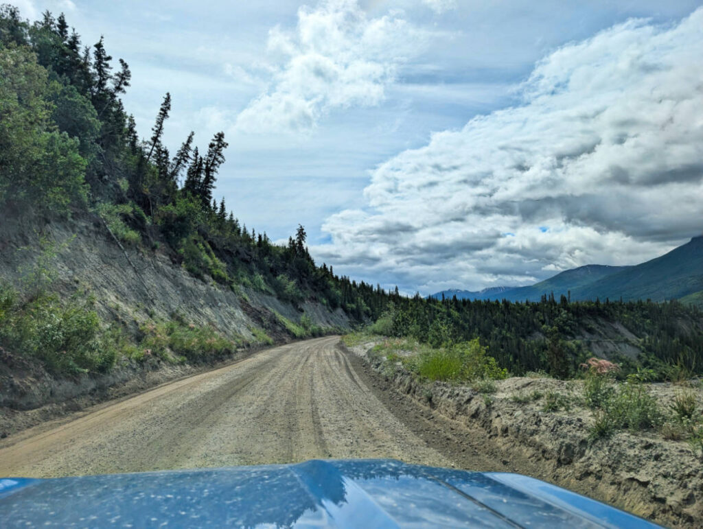 Driving GoNorth Alaska Rental on McCarthy Road Alaska