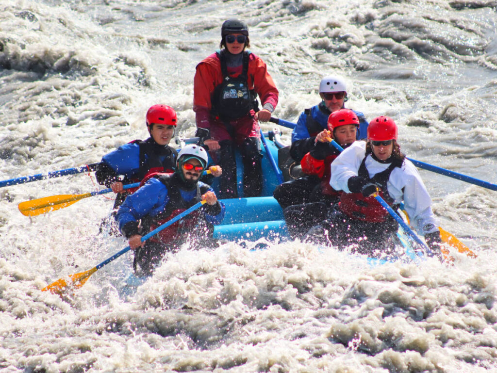 Full Taylor Family Whitewater rafting Lions Head on Matanuska River with NOVA Alaska Guides Chickaloon Alaska