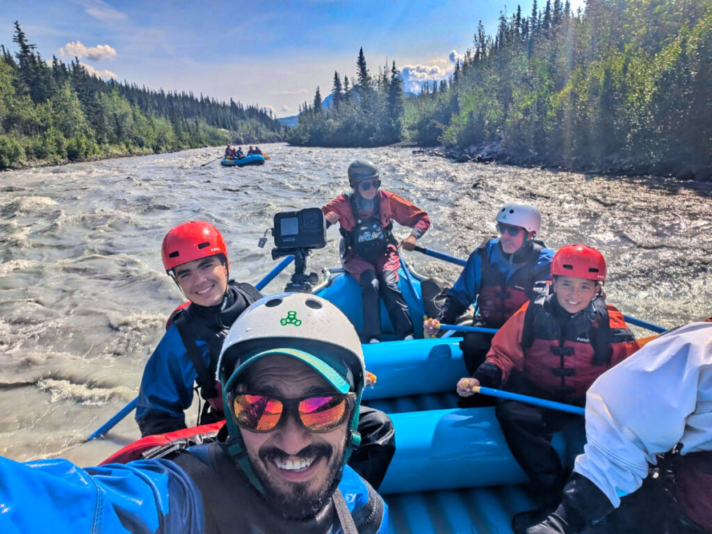 Full Taylor Family rafting Lions Head Matanuska River with NOVA Alaska Rafting 1