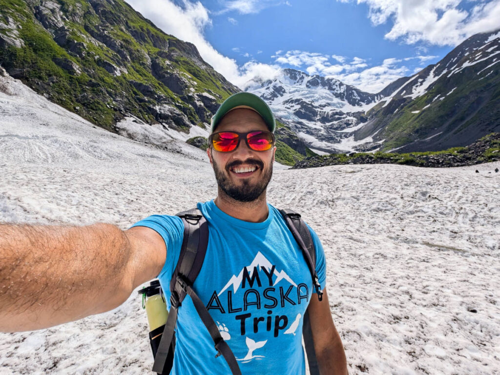 Rob Taylor Hiking at Byron Glacier in Portage Girdwood Alaska