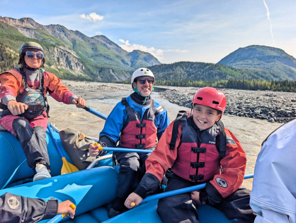 Taylor Family Whitewater rafting on Matanuska River with NOVA Alaska Guides Chickaloon Alaska