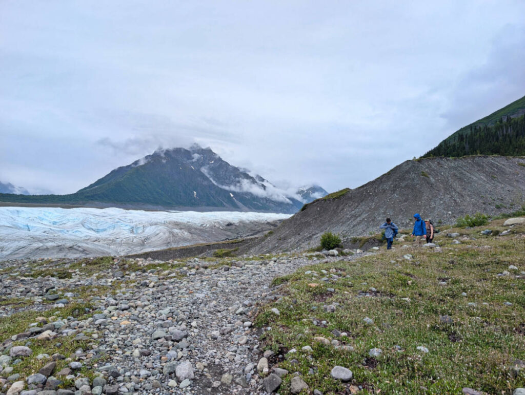 Taylor Family hiking with Kennicott Wilderness Guides in Wrangell St Elias National Park McCarthy Alaska