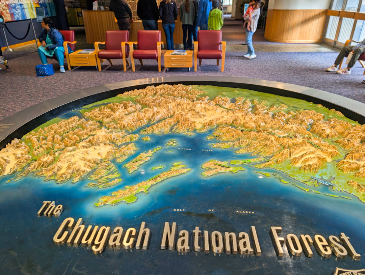 Elevation Map at Begich Boggs Chugach National Forest Visitor Center Portage Valley Girdwood Alaska