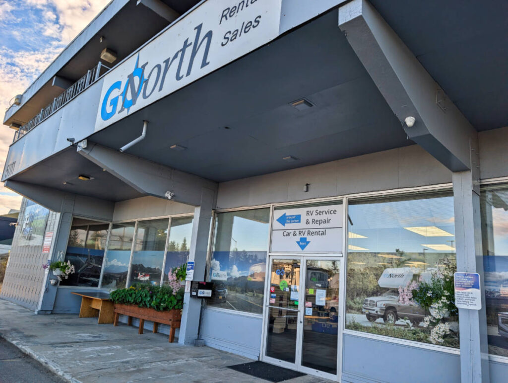 Exterior of GoNorth Alaska Rental Car facility in Anchorage Alaska